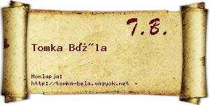 Tomka Béla névjegykártya